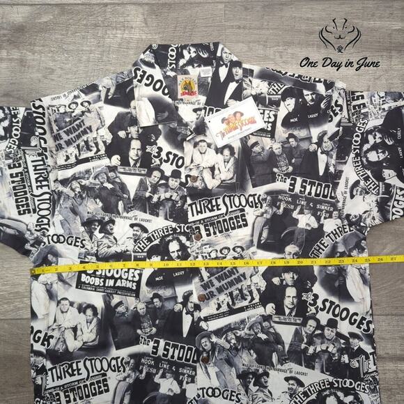 Max Boxxer 3 Stooges Button Down Short Sleeve Shirt Size XL - Picture 3 of 5